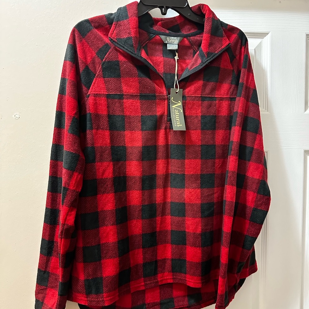 Natural Reflections Red and Black Plaid Sweatshirt
